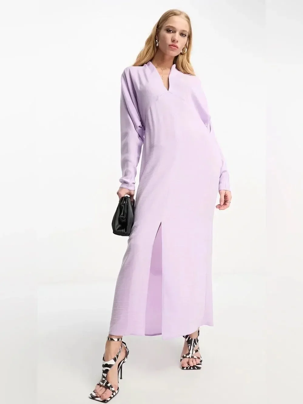 NWT ASOS V-Neck Dolman Sleeve Maxi Dress Lilac